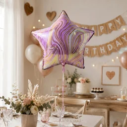 Star Marble Foil Balloon – Bright Party Decor for Celebrations