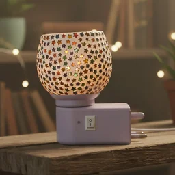 Star Pattern Mosaic Night Lamp – Warm Ambient Plug-In Light