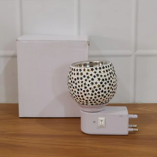 Star Pattern Mosaic Night Lamp – Warm Ambient Plug-In Light
