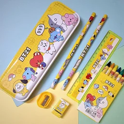 Stationery Kit for Kids – 12 Pc Metal Pencil Box Set | ScribbleJoy