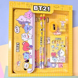 Stationery Kit for Kids – 12 Pc Metal Pencil Box Set | ScribbleJoy