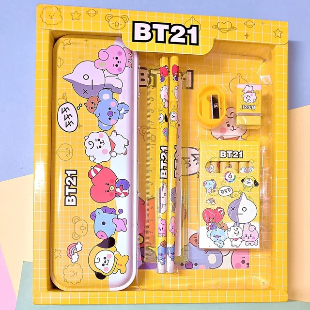 Stationery Kit for Kids – 12 Pc Metal Pencil Box Set | ScribbleJoy