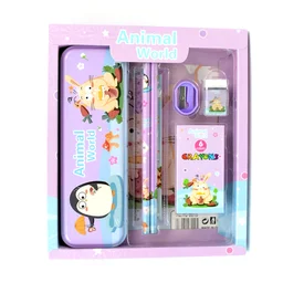 Stationery Kit for Kids – 12 Pc Metal Pencil Box Set | ScribbleJoy