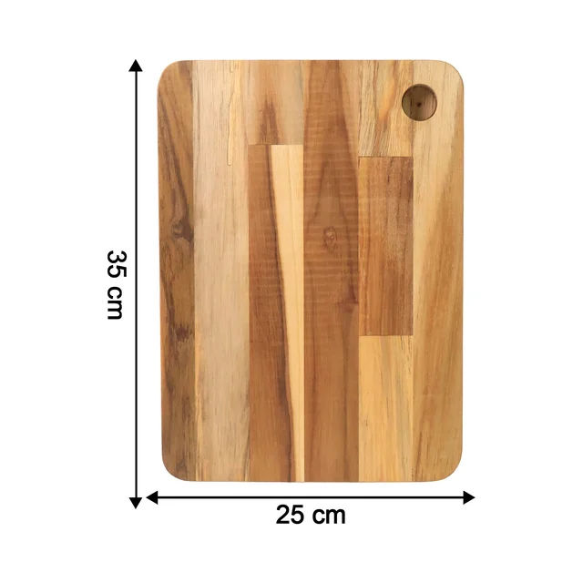 Steel Oak Cutting Board – Durable 35x25 cm with Wooden Handle