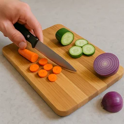 Steel Oak Cutting Board – Durable 35x25 cm with Wooden Handle