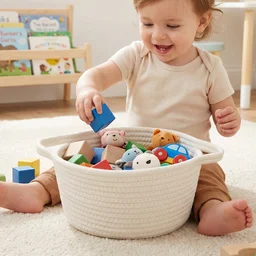 Storage Basket – Handwoven Cotton Rope for Organizing and Decor