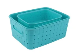 Storage Baskets Set – Food-Grade Plastic, Sky Blue | Organivo