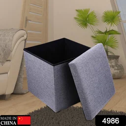 Storage Stool – Foldable Cube Ottoman with Cushion | Organivo