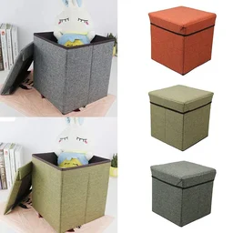 Storage Stool – Foldable Cube Ottoman with Cushion | Organivo