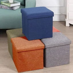 Storage Stool – Foldable Cube Ottoman with Cushion | Organivo