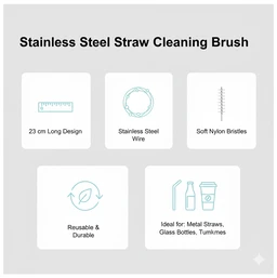 Straw Cleaning Brush – Stainless Steel & Nylon | storenzo