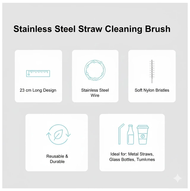 Straw Cleaning Brush – Stainless Steel & Nylon | storenzo