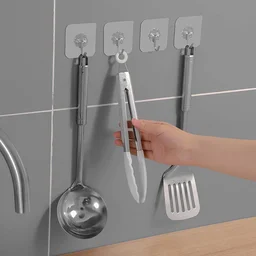 Strong Transparent Adhesive Wall Hooks – 10 Pc Set for Home & Kitchen