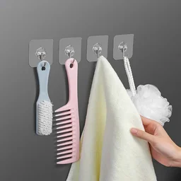 Strong Transparent Adhesive Wall Hooks – 10 Pc Set for Home & Kitchen