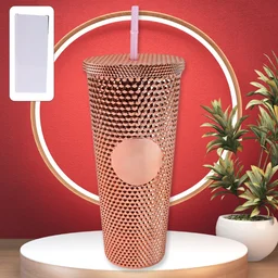Studded Tumbler – Double Walled Cold Cup with Straw Lid