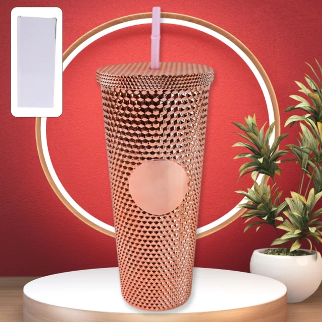 Studded Tumbler – Double Walled Cold Cup with Straw Lid