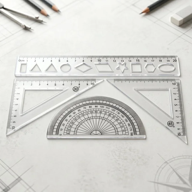 Student Geometry Ruler Set – Accurate 20cm Drawing Tools