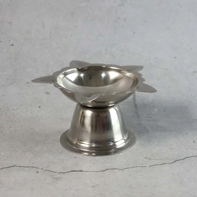 Sunflower Diya Stand – Big Stainless Steel Oil Lamp Holder