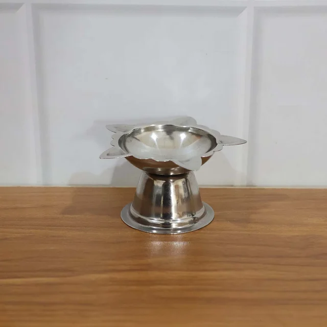 Sunflower Diya Stand – Big Stainless Steel Oil Lamp Holder