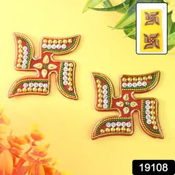 Swastik Decorative Sticker – Traditional Acrylic Pooja Décor Set