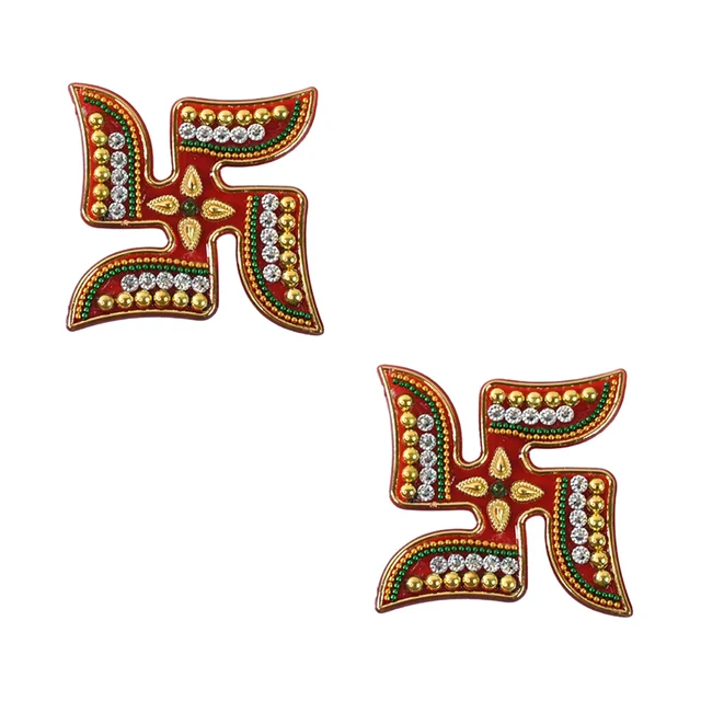 Swastik Decorative Sticker – Traditional Acrylic Pooja Décor Set