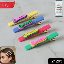 Sweet Text Hair Clip Set – Trendy Lightweight Fashion Pins (4 Pc)