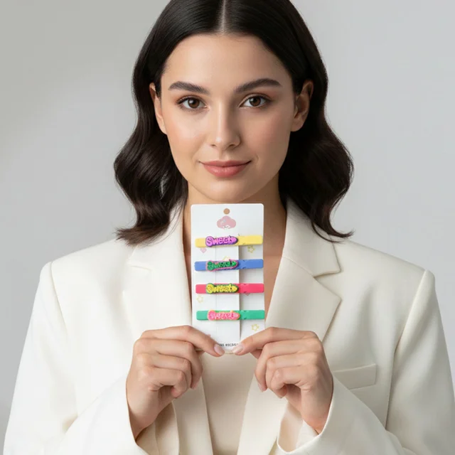 Sweet Text Hair Clip Set – Trendy Lightweight Fashion Pins (4 Pc)