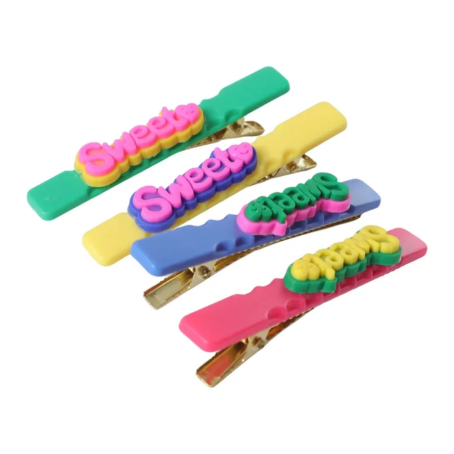 Sweet Text Hair Clip Set – Trendy Lightweight Fashion Pins (4 Pc)