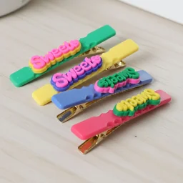 Sweet Text Hair Clip Set – Trendy Lightweight Fashion Pins (4 Pc)