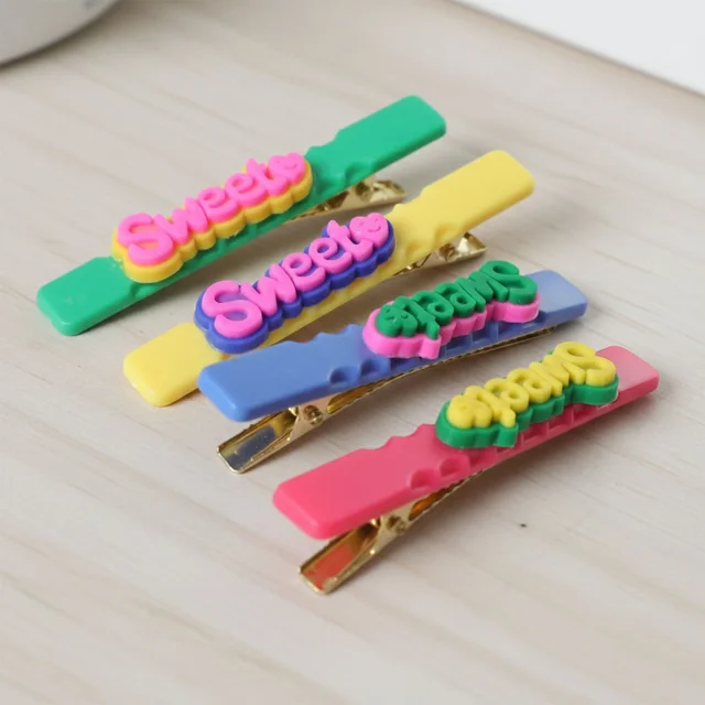 Sweet Text Hair Clip Set – Trendy Lightweight Fashion Pins (4 Pc)