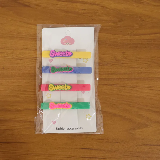 Sweet Text Hair Clip Set – Trendy Lightweight Fashion Pins (4 Pc)