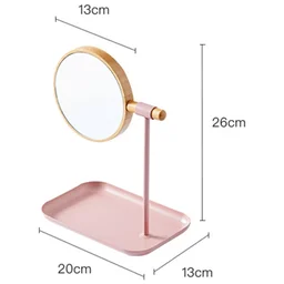 Tabletop Makeup Mirror – Modern Round Frame with Wooden Finish