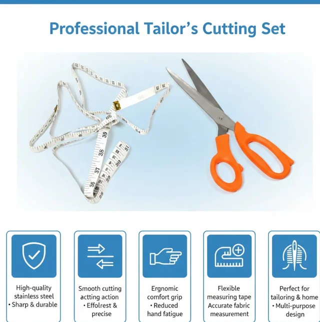 Tailor Scissors with Measuring Tape – Sharp Fabric Shears | Styleva
