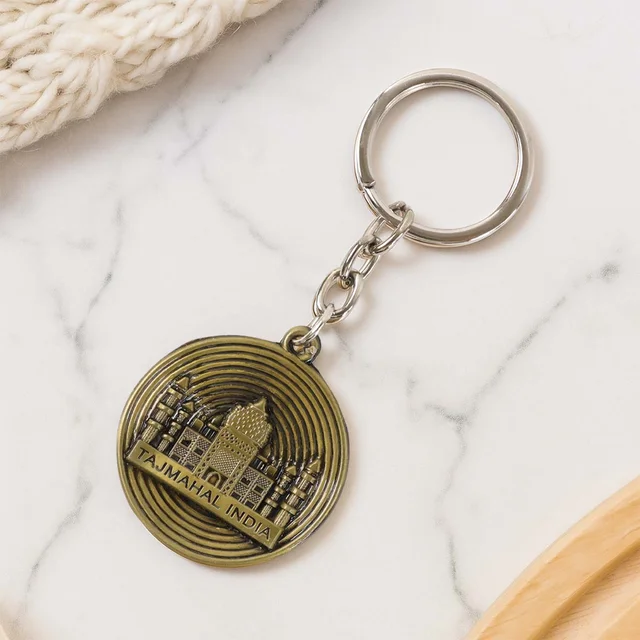 Taj Mahal Souvenir Keychain – Antique Brass Finish Durable Metal