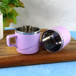Tea Coffee Cup Set of 6 – Durable Metal Inner, Heat-Safe Sleeve