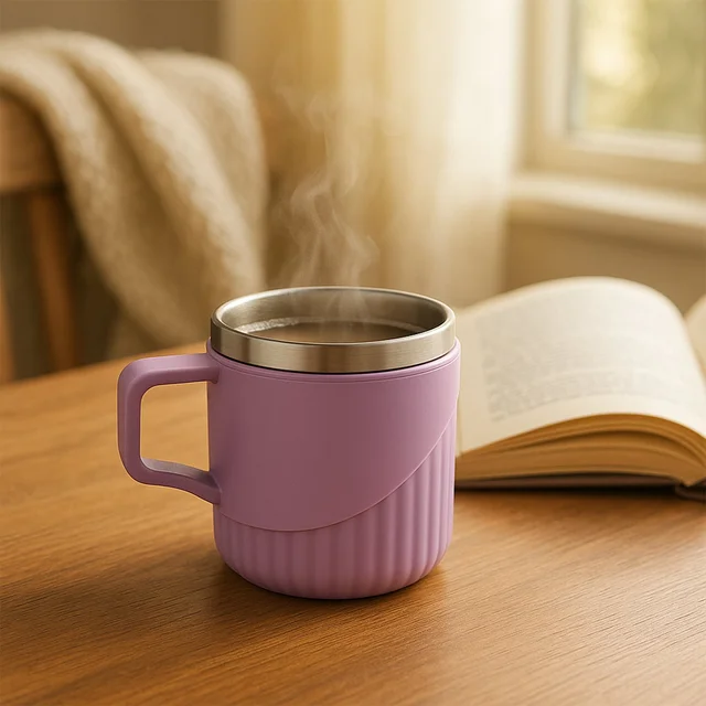 Tea Coffee Cup Set of 6 – Durable Metal Inner, Heat-Safe Sleeve