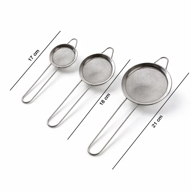 Tea Strainer – Stainless Steel 3-Piece Set with Fine Mesh