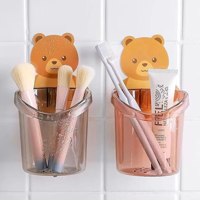 Teddy Bear Toothbrush Holder – Cute Wall-Mounted Kids Organizer