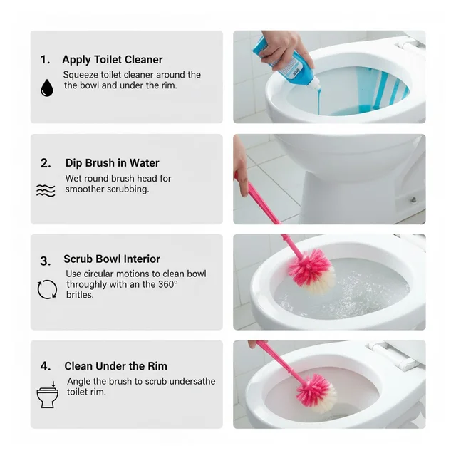 Toilet Cleaner Brush – Long Handle, Round Head | Velvet Wipe