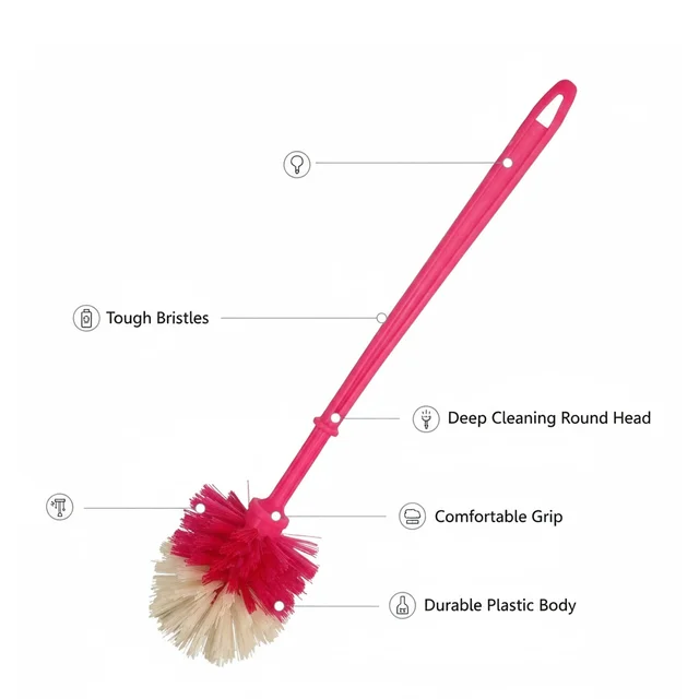 Toilet Cleaner Brush – Long Handle, Round Head | Velvet Wipe