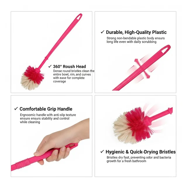 Toilet Cleaner Brush – Long Handle, Round Head | Velvet Wipe