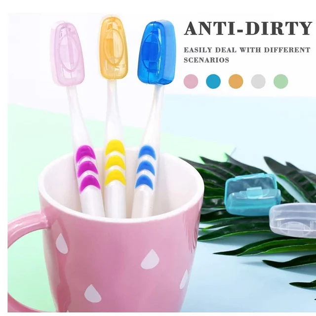 Toothbrush Head Cover Caps Set Travel Protective Hygiene Case (5 Pc Set)