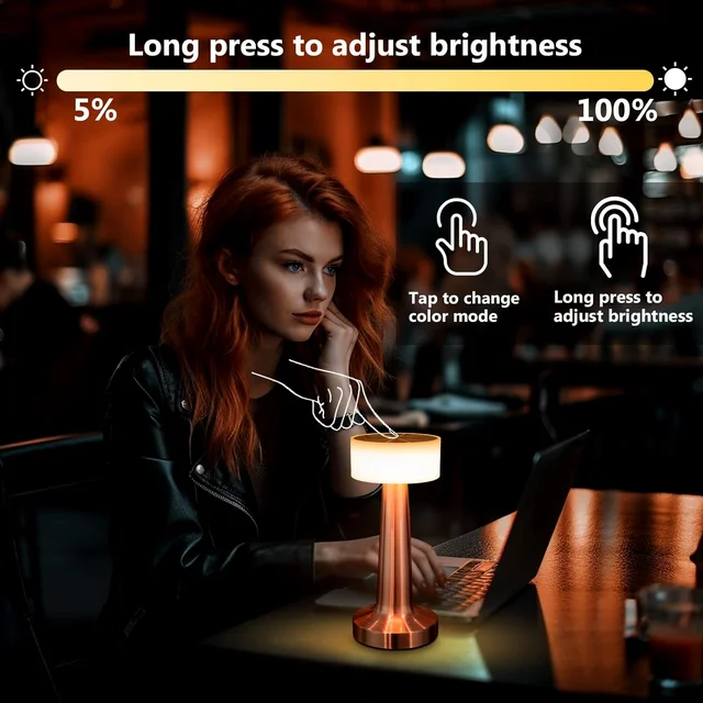 Touch Control LED Lamp – 3 Color Dimmable, Rechargeable | Styleva