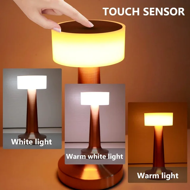 Touch Control LED Lamp – 3 Color Dimmable, Rechargeable | Styleva