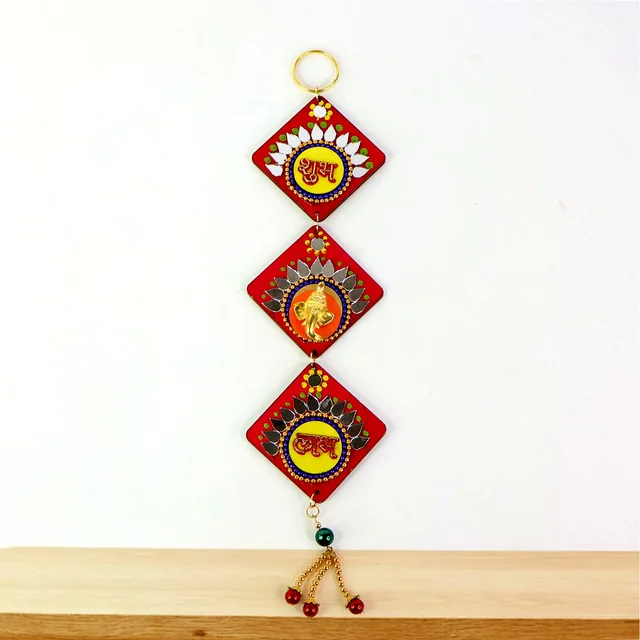 Traditional Labh Shubh Wall Hanging – Auspicious Festive Door Décor