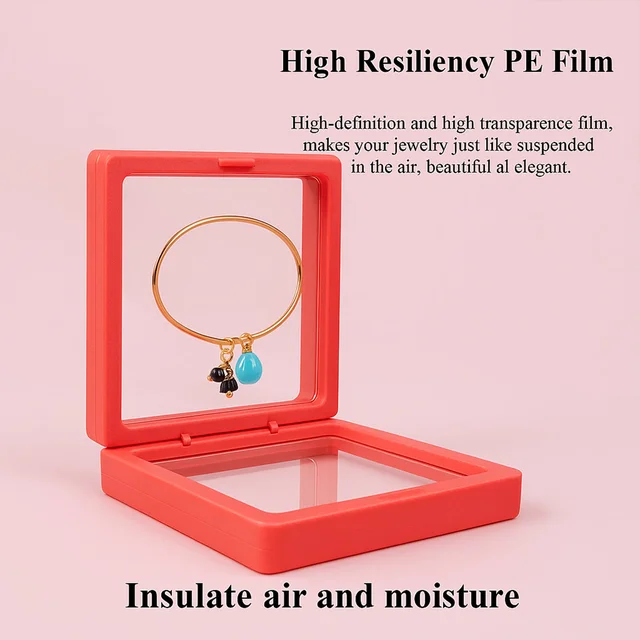 Transparent Jewellery Display Box – 3D Floating Organizer with Magnetic Lock