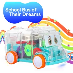 Transparent Musical School Bus Toy – Educational Gear Fun for Kids | Aditi