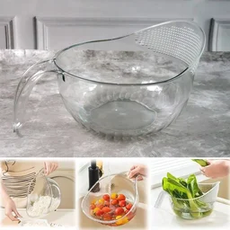 Transparent Plastic Bowl with Handle – Large Multipurpose Kitchen Basket
