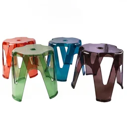 Transparent Plastic Stool Set – Indoor Outdoor Stackable 4 Pc