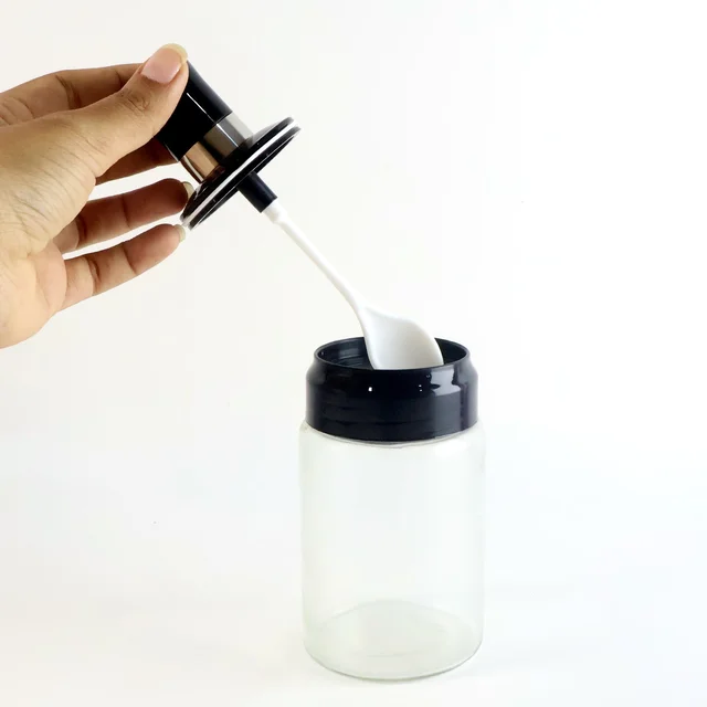 Transparent Spice Jar Set with Spoon – Airtight 4-Pc Container